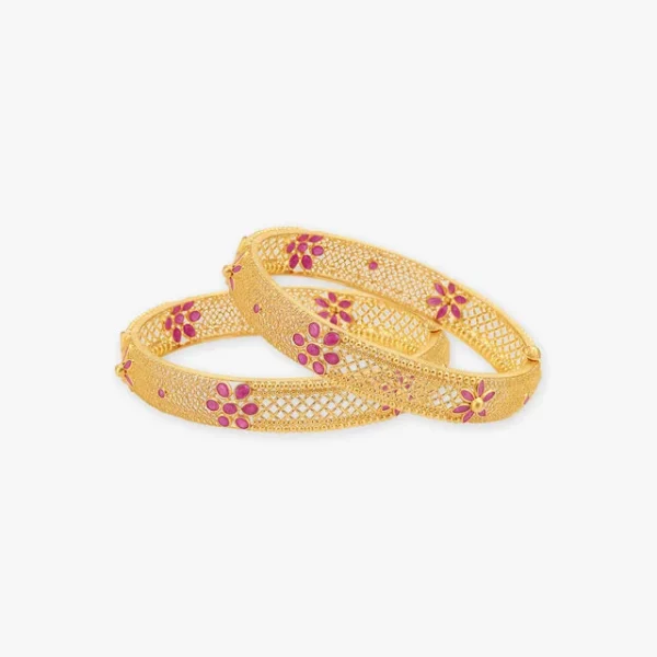Intricate Ruby Gold Bangles